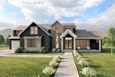 Transitional 3600 Square Foot Farmhouse with 2-Story Great Room
