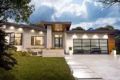 Angular Modern Home Plan Under 3000 Square Feet with Finished Lower Level