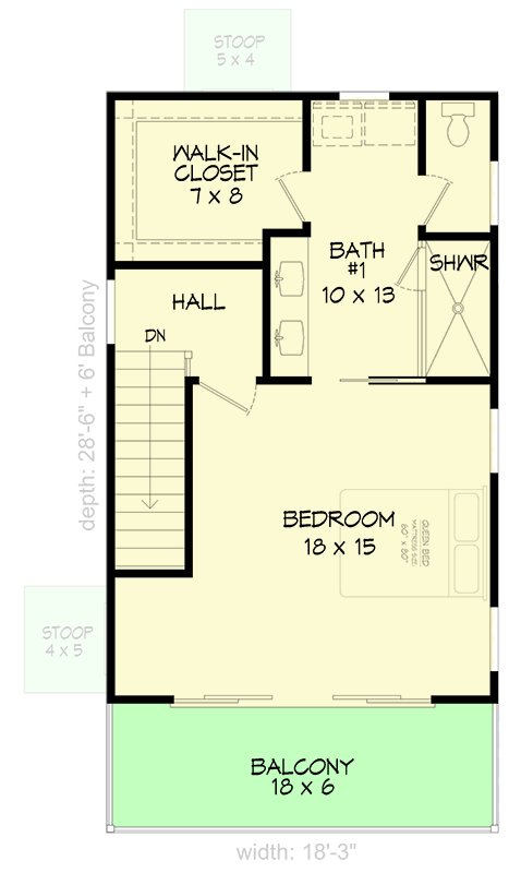 Plan 680018VR: Contemporary 1-Bedroom Home Plan with Rectangular Footprint - Floor Plan - 2nd Floor - Contemporary, Northwest