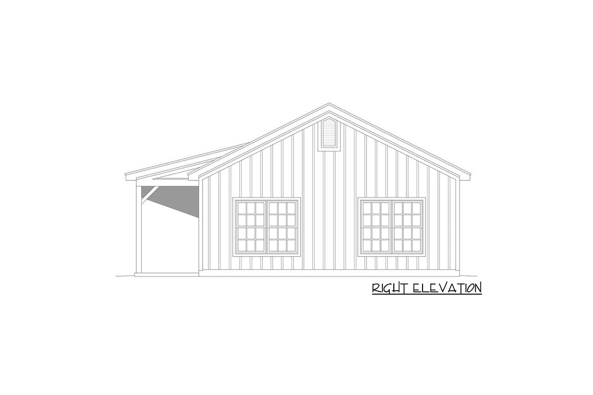 Plan 680019VR: 900 Square Foot Timeless 2-Bed Traditional House Plan - Image #4 - Country, Ranch, Traditional
