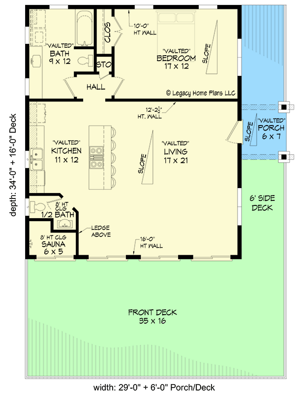 Plan 680020VR: Modern Mountain ADU Home Plan with Sauna - Floor Plan - Main Level - Cabin, Cottage, Mid Century Modern, Modern, Mountain, Northwest, Vacation