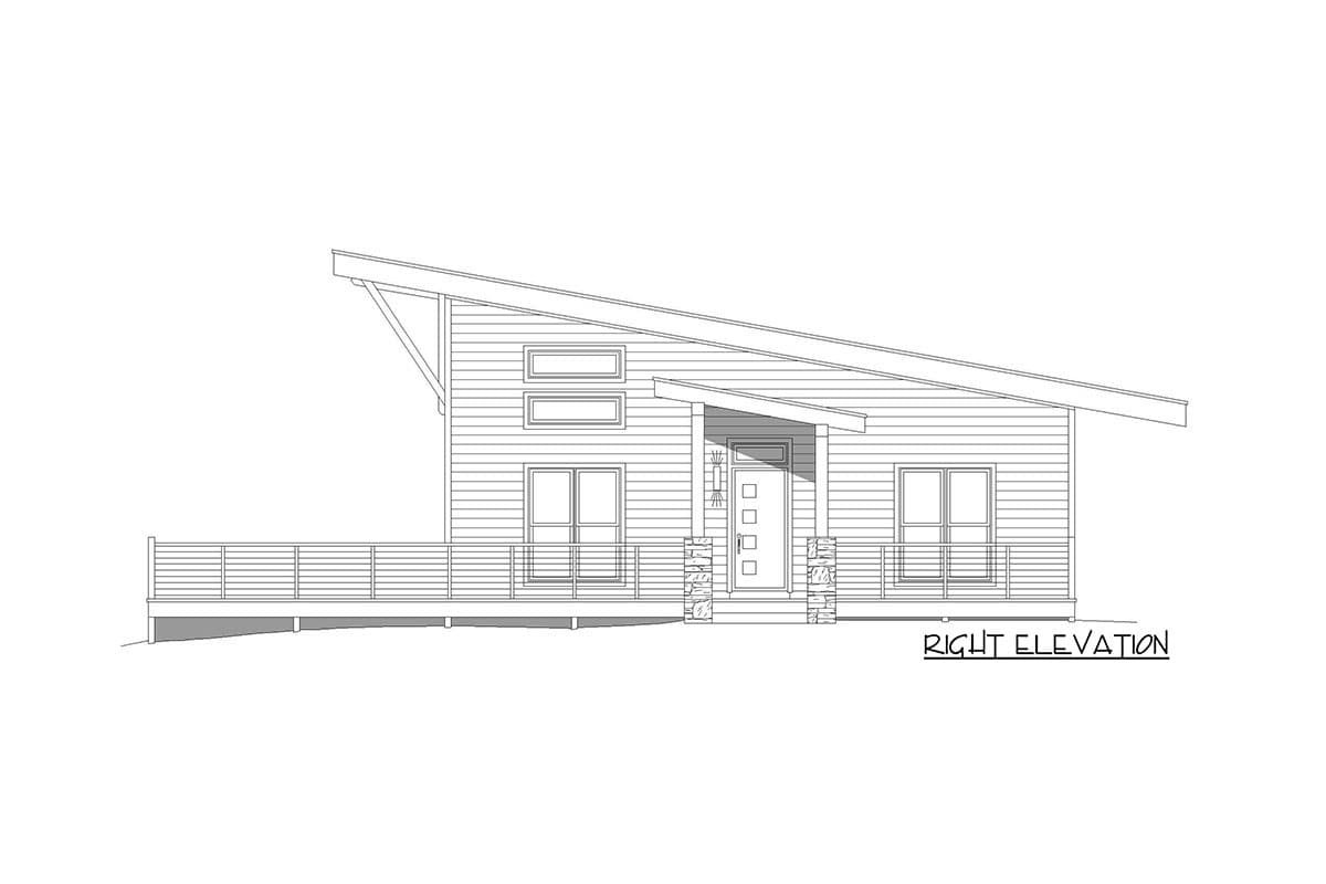 Plan 680020VR: Modern Mountain ADU Home Plan with Sauna - Image #5 - Cabin, Cottage, Mid Century Modern, Modern, Mountain, Northwest, Vacation