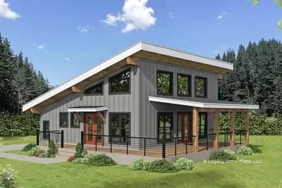 2-Bed Modern Mountain Home Plan Under 1200 Square Feet