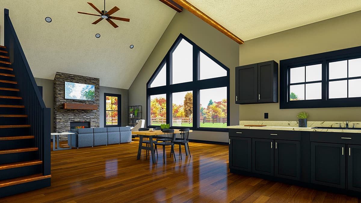 Plan 135187GRA: 2400 Square Foot Rustic 3-Bedroom Farmhouse Plan with Barn-Style Garage  - Image #8 - Barndominium, Country, Farmhouse, Modern Farmhouse, New American, Rustic, Transitional