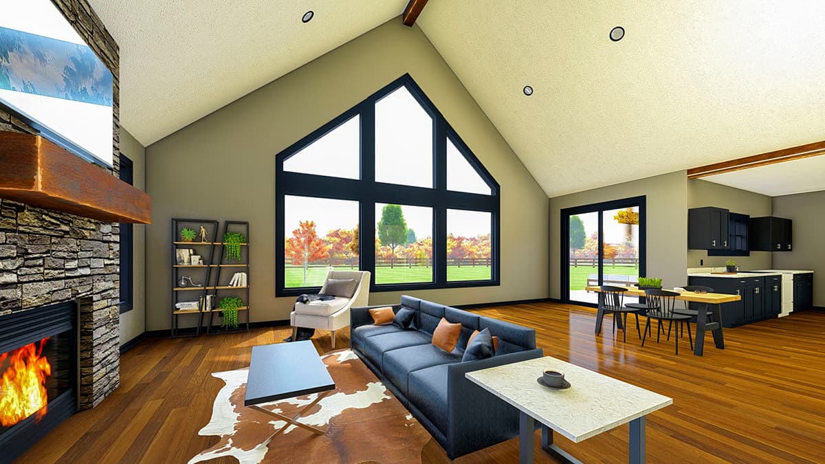 Plan 135187GRA: 2400 Square Foot Rustic 3-Bedroom Farmhouse Plan with Barn-Style Garage  - Image #9 - Barndominium, Country, Farmhouse, Modern Farmhouse, New American, Rustic, Transitional