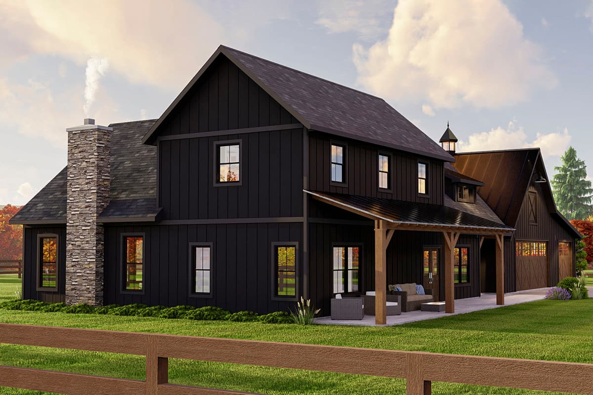 Plan 135187GRA: 2400 Square Foot Rustic 3-Bedroom Farmhouse Plan with Barn-Style Garage  - Image #10 - Barndominium, Country, Farmhouse, Modern Farmhouse, New American, Rustic, Transitional