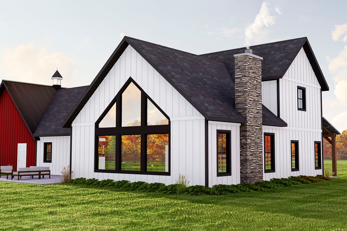 Plan 135187GRA: 2400 Square Foot Rustic 3-Bedroom Farmhouse Plan with Barn-Style Garage  - Image #4 - Barndominium, Country, Farmhouse, Modern Farmhouse, New American, Rustic, Transitional