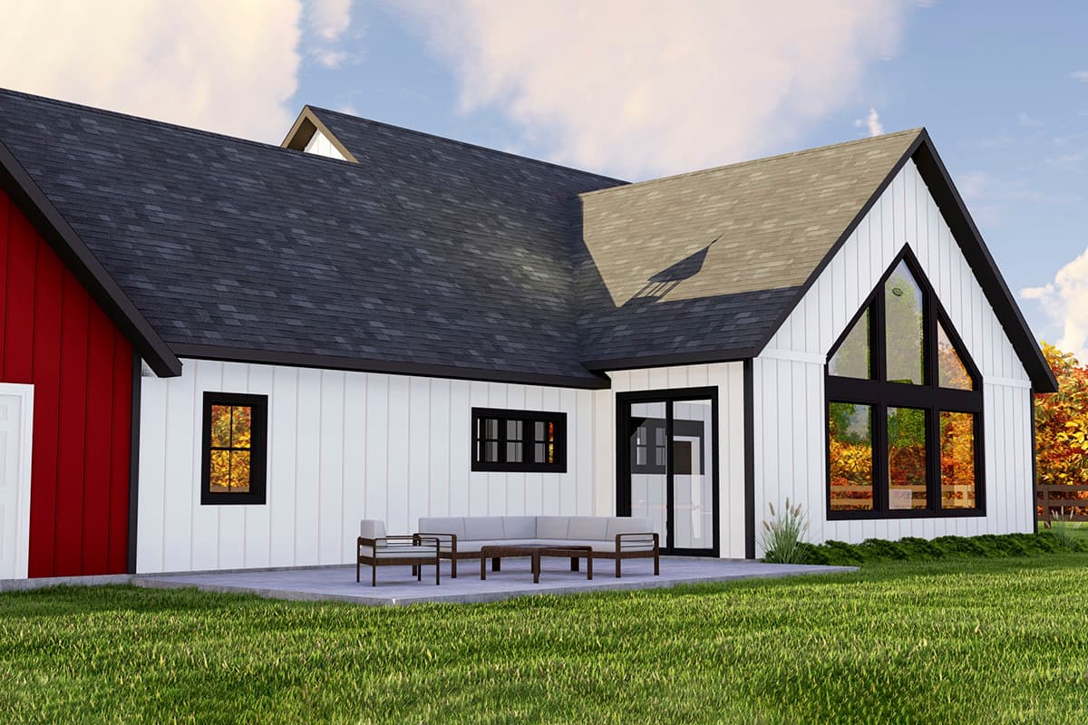 Plan 135187GRA: 2400 Square Foot Rustic 3-Bedroom Farmhouse Plan with Barn-Style Garage  - Image #5 - Barndominium, Country, Farmhouse, Modern Farmhouse, New American, Rustic, Transitional