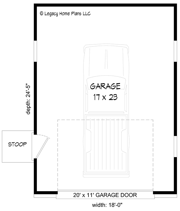 Plan 680027VR: 432 Sq Ft Traditional 2-Car Detached Garage - Floor Plan - Main Level - Traditional