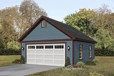 2-Car 600 Sq Ft Detached Garage Plan with Over-Sized Garage Door