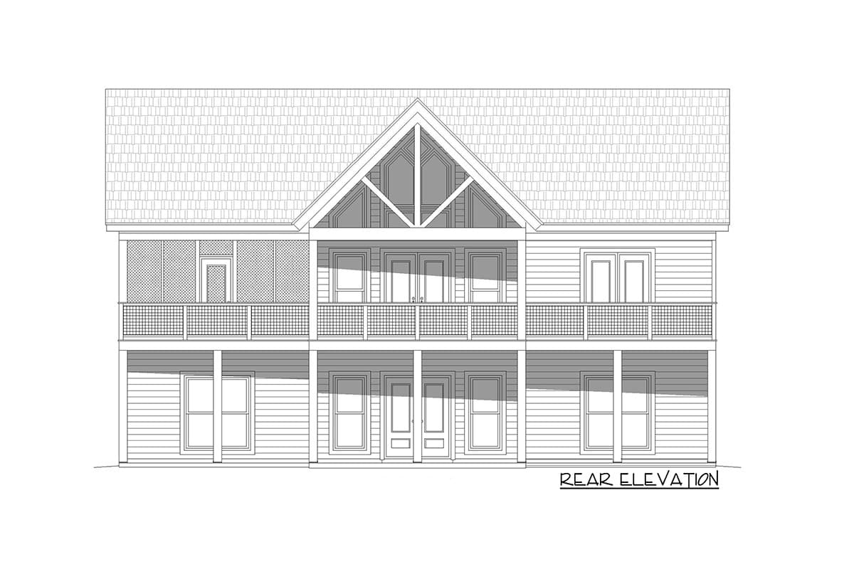 Plan 680031VR: Contemporary 2 Bed Mountain Ranch for the Rear Sloping Lot - 1377 Sq Ft - Image #5 - Country, Mountain, Rustic, Vacation