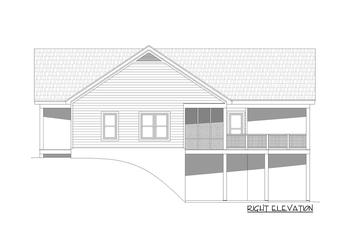 Plan 680031VR: Contemporary 2 Bed Mountain Ranch for the Rear Sloping Lot - 1377 Sq Ft - Image #6 - Country, Mountain, Rustic, Vacation
