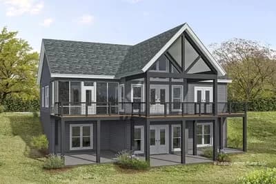Contemporary 2 Bed Mountain Ranch for the Rear Sloping Lot - 1377 Sq Ft