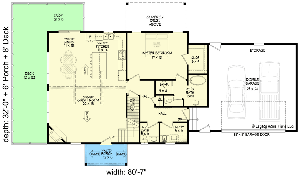 Plan 680032VR: 1850 Sq Ft Mountain Country House Plan with 2-Story Great Room - Floor Plan - Main Level - Country, Craftsman, Mountain, Rustic