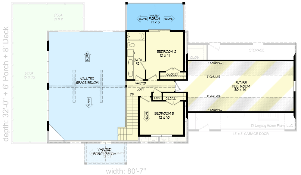 Plan 680032VR: 1850 Sq Ft Mountain Country House Plan with 2-Story Great Room - Floor Plan - 2nd Floor - Country, Craftsman, Mountain, Rustic