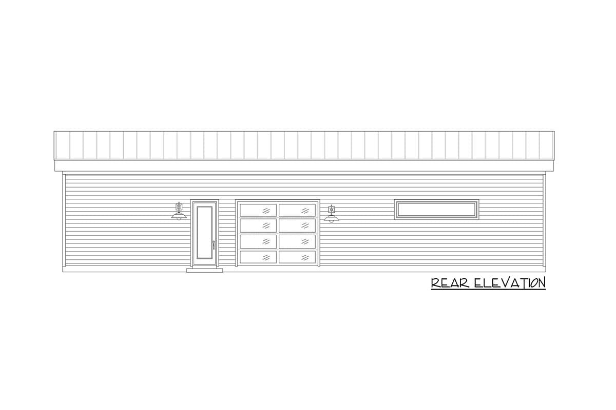 Plan 680033VR: 1640 Square Foot 4-Car Modern Garage - Image #4 - Mid Century Modern, Modern