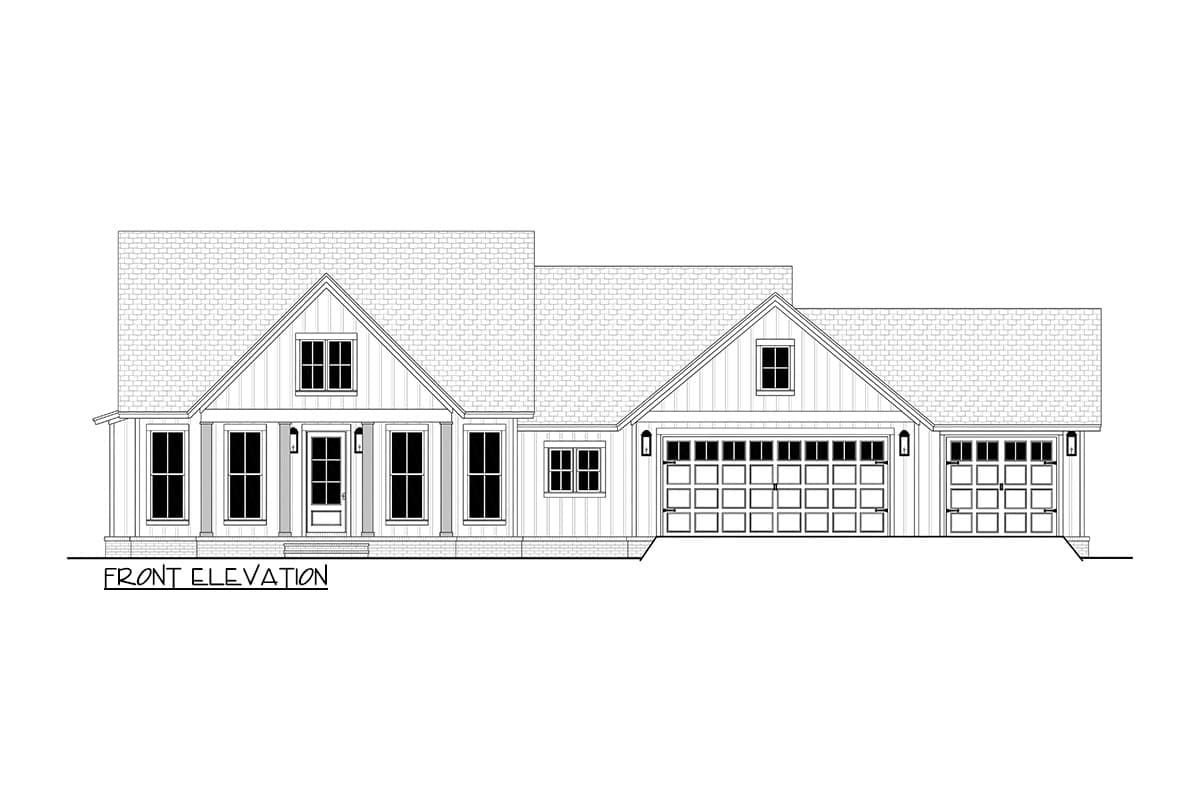 Plan 51925HZ: Single Story Country Farmhouse Plan with 3-Beds and an Expanded Garage - 1797 Sq Ft - Image #6 - Cottage, Country, Farmhouse, Modern Farmhouse, Ranch, Traditional