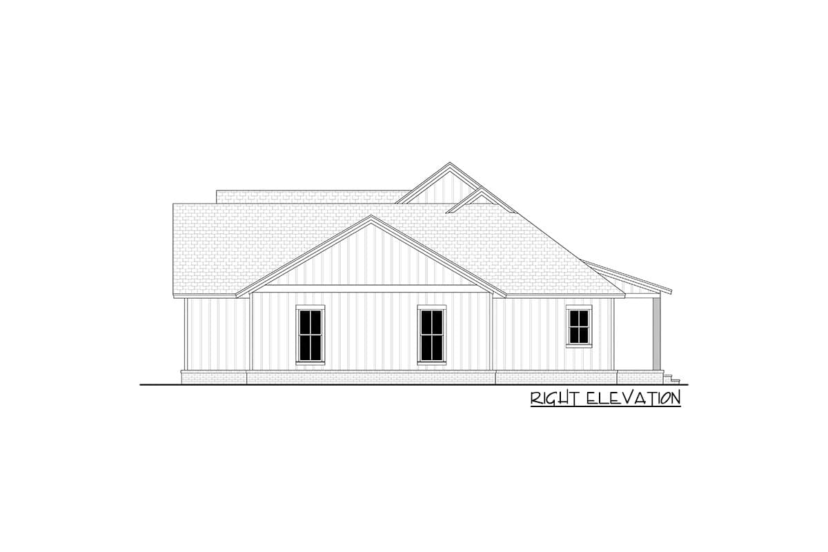 Plan 51925HZ: Single Story Country Farmhouse Plan with 3-Beds and an Expanded Garage - 1797 Sq Ft - Image #9 - Cottage, Country, Farmhouse, Modern Farmhouse, Ranch, Traditional