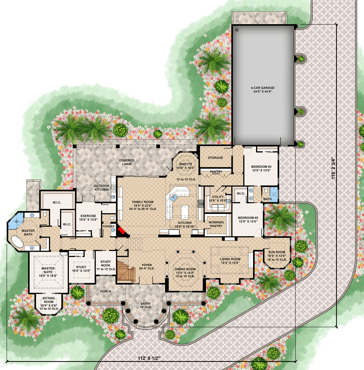 Plan 660010JMD: Luxury Coastal Home Plan with Over 5,500 Square Feet of Living Space - Floor Plan - Main Level - Coastal, European, Florida-Style, Mediterranean