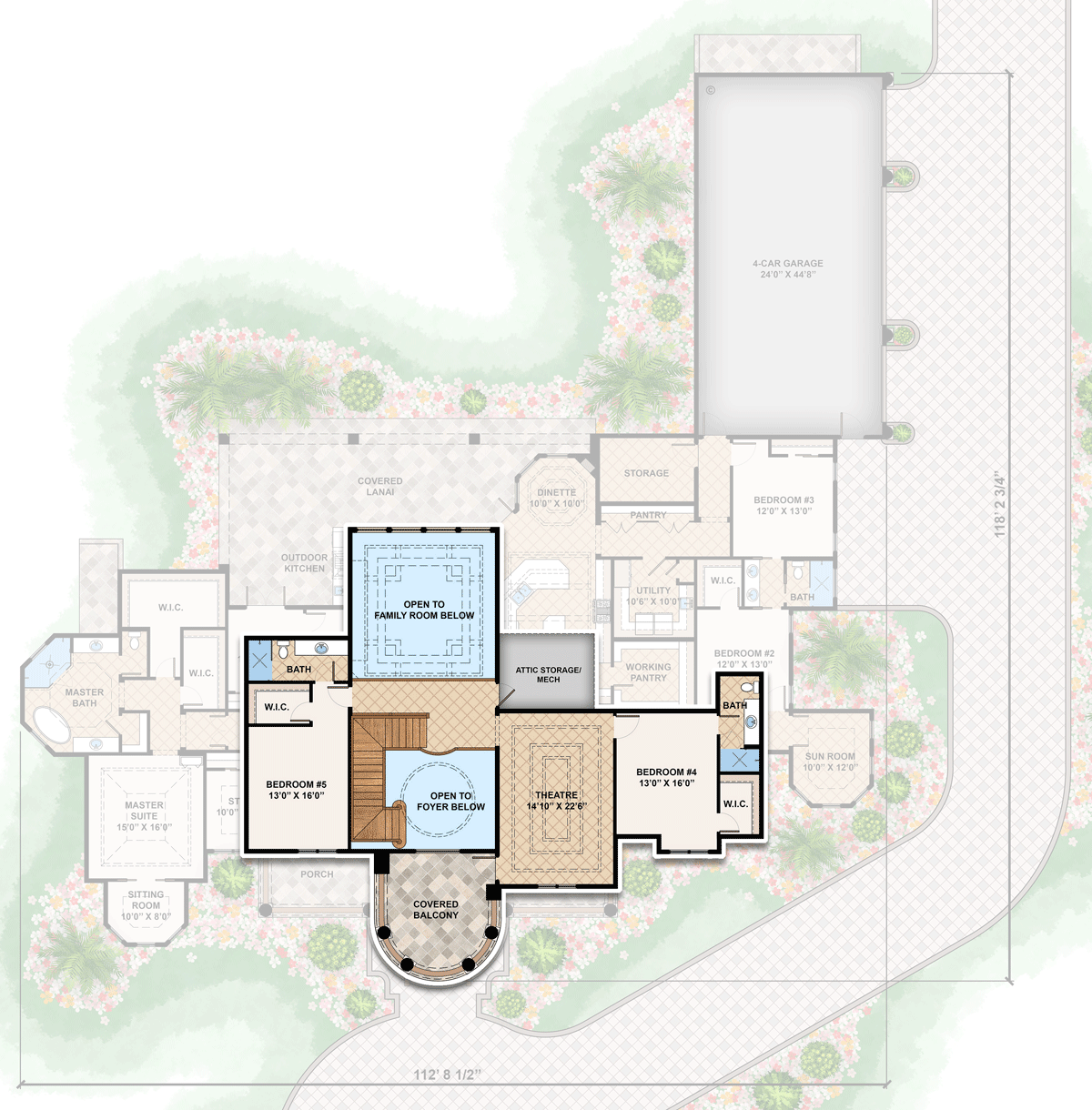 Plan 660010JMD: Luxury Coastal Home Plan with Over 5,500 Square Feet of Living Space - Floor Plan - 2nd Floor - Coastal, European, Florida-Style, Mediterranean