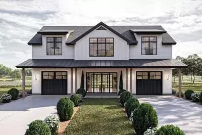 Modern Farmhouse Style Carriage House Plan with Dogtrot and Catwalk
