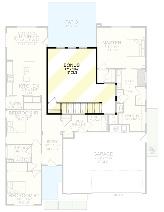 Plan 580052DFT: Contemporary 3-Bed House Plan with Bonus Level - Floor Plan - Bonus Level - Contemporary, Mid Century Modern, Modern