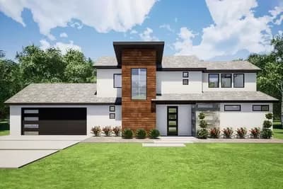 1900 Square Foot 3-Bed Modern House Plan with Upstairs Flex Room