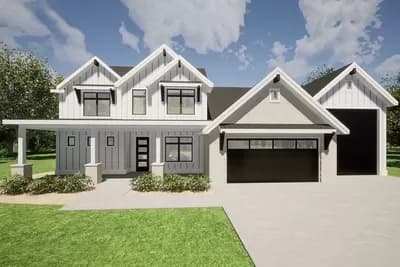 2-Story Modern Farmhouse Plan with RV Garage