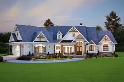 3-Bedroom Craftsman House Plan with Sweeping Rear Porches - 3224 Sq Ft