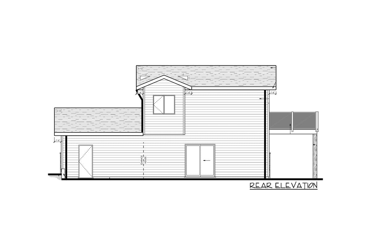 Plan 81748AB: Contemporary Guest House Under 1000 Square Feet with Upstairs Balcony - Image #4 - Contemporary, Modern, Mountain, Northwest, Transitional