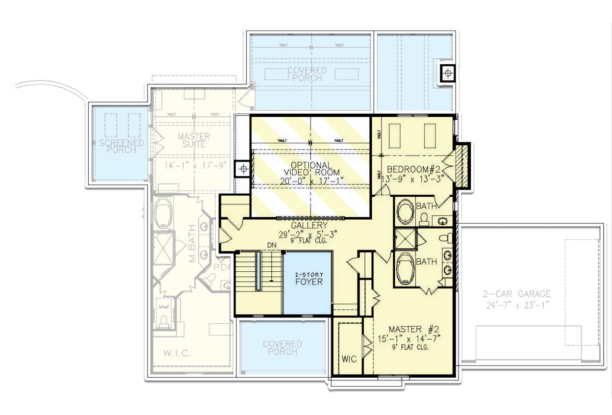 Plan 25784GE: 2-Story Modern Farmhouse Plan Under 3300 Square Feet with Drive-Under Garage - Floor Plan - 2nd Floor - Country, Craftsman, Modern Farmhouse, New American, Traditional, Vacation