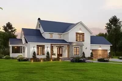 2-Story Modern Farmhouse Plan Under 3300 Square Feet with Drive-Under Garage