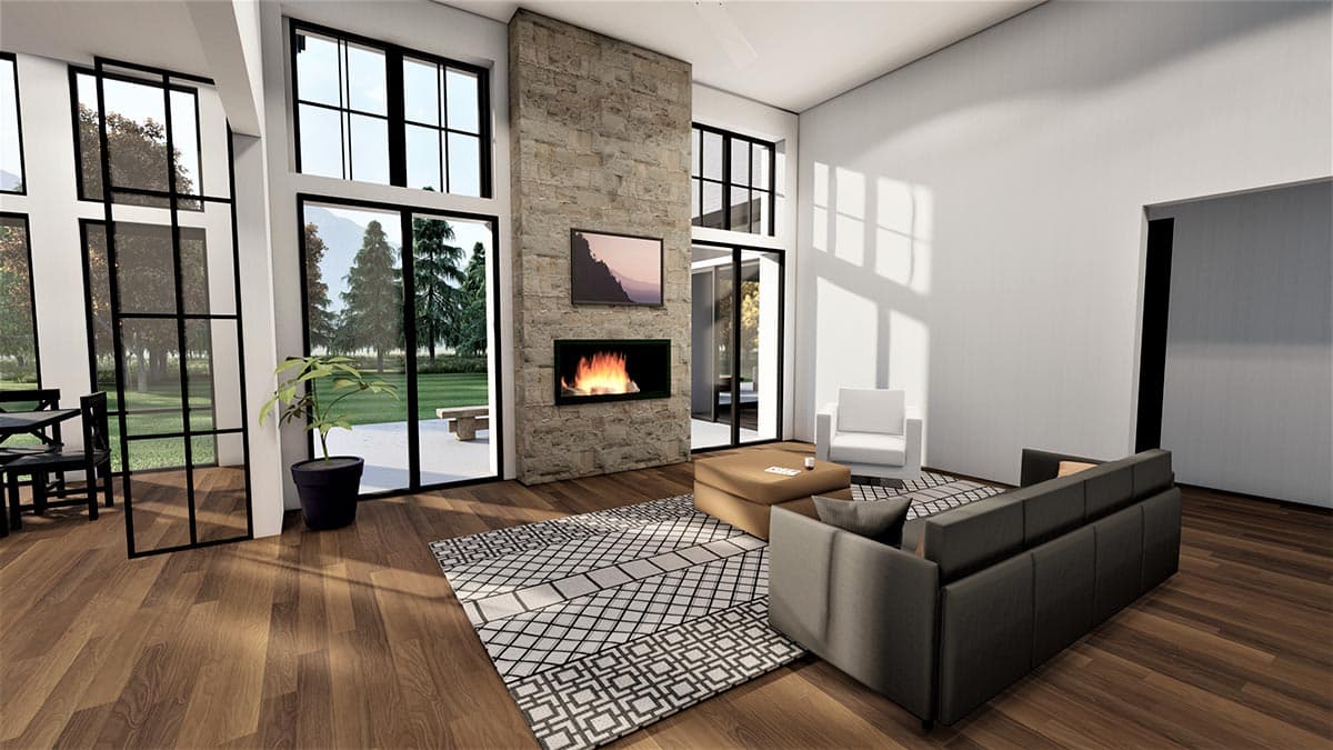 Plan 490063NAH: Transitional Farmhouse with Vaulted Game Room and 2-Side Fireplace - Image #7 - Modern Farmhouse, New American, Transitional