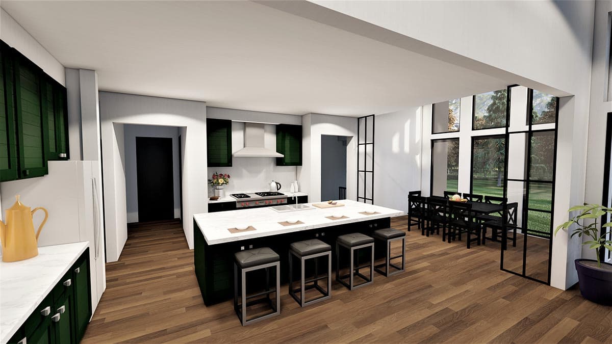 Plan 490063NAH: Transitional Farmhouse with Vaulted Game Room and 2-Side Fireplace - Image #8 - Modern Farmhouse, New American, Transitional