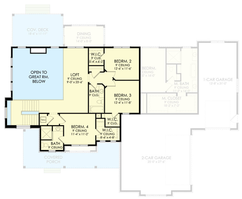 Plan 490066NAH: 3400 Square Foot Modern Farmhouse with 2-Story Great Room and a Home Office - Floor Plan - 2nd Floor - Craftsman, Farmhouse, Modern Farmhouse, New American, Northwest