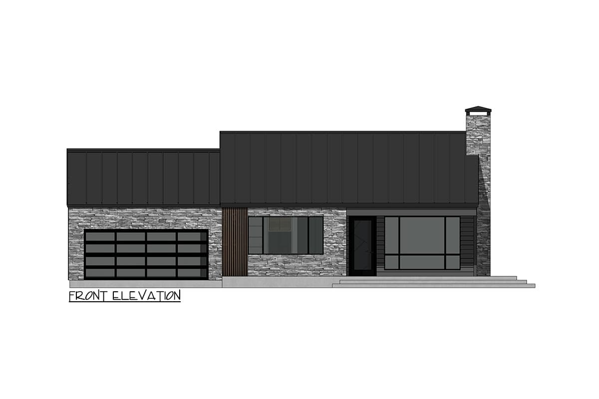 Plan 420063WNT: Contemporary 1-Story Home Plan Under 950 Square Feet with 2-Car Garage - Image #8 - Contemporary, Cottage, Country, Craftsman, New American, Ranch, Rustic, Vacation