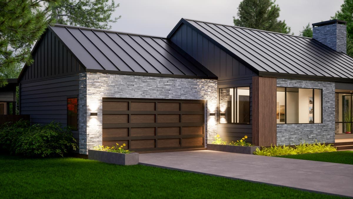 Plan 420063WNT: Contemporary 1-Story Home Plan Under 950 Square Feet with 2-Car Garage - Image #7 - Contemporary, Cottage, Country, Craftsman, New American, Ranch, Rustic, Vacation