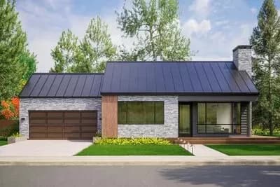 Contemporary 1-Story Home Plan Under 950 Square Feet with 2-Car Garage