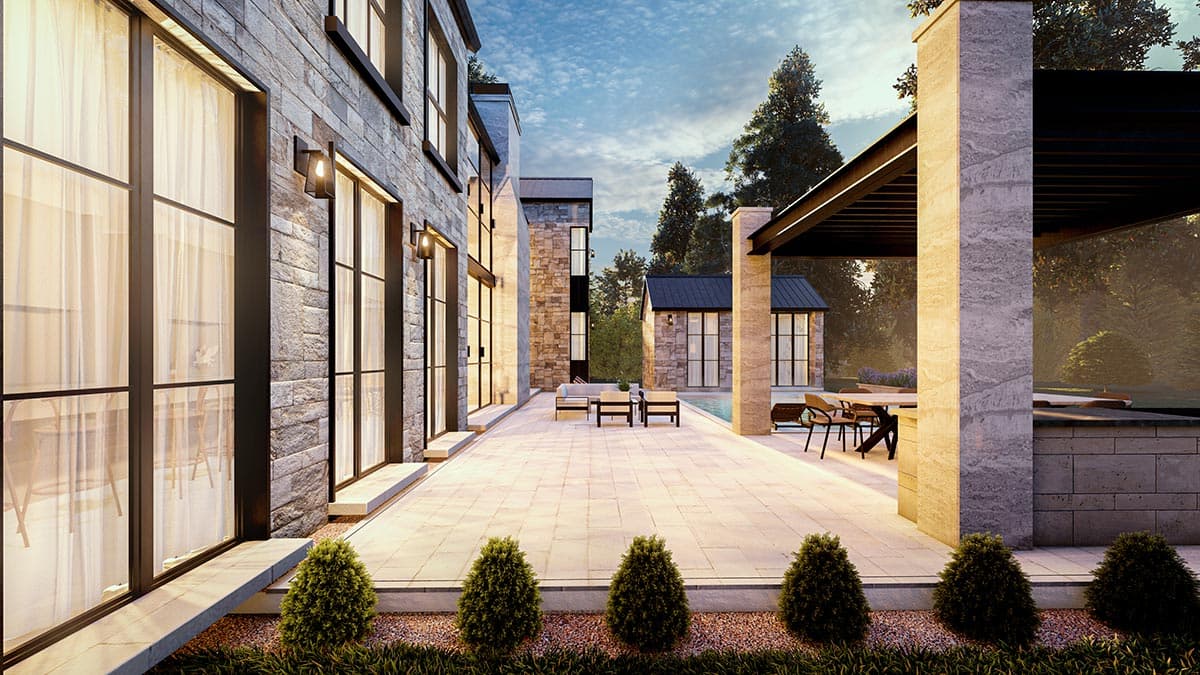 Plan 311036RMZ: Two Story Transitional Home Plan with Pool House and Upstairs Home Theater - Image #5 - Contemporary, New American, Transitional