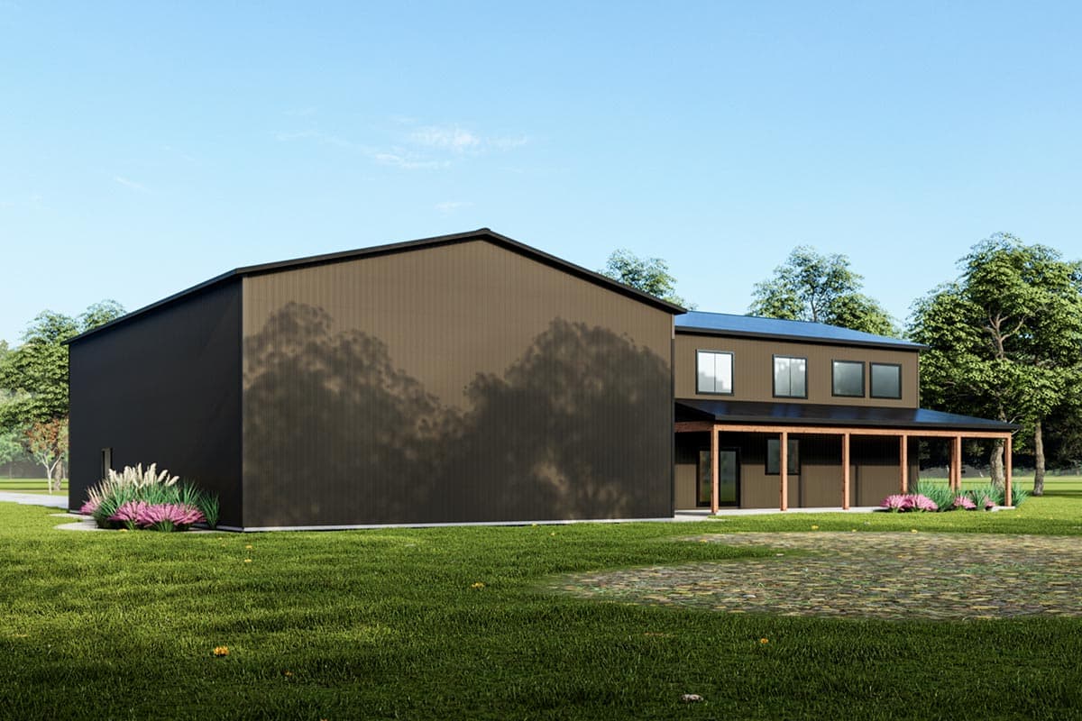 Plan 400013FTY: Exclusive Two-Story Home Plan with Large Workshop and Wraparound Porch - Image #4 - Barndominium, Country, Mountain