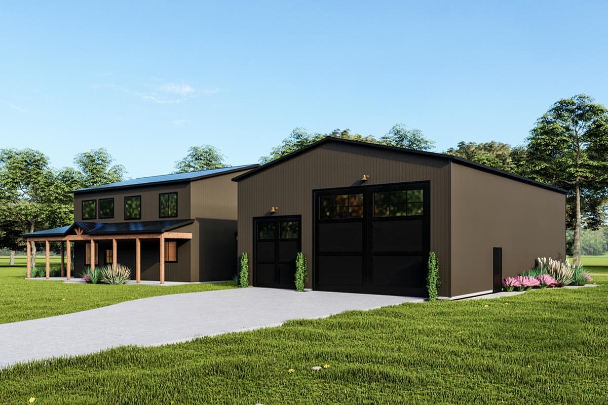 Plan 400013FTY: Exclusive Two-Story Home Plan with Large Workshop and Wraparound Porch - Image #5 - Barndominium, Country, Mountain