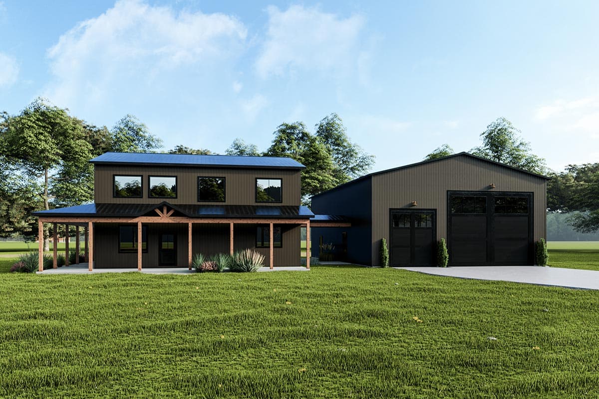 Plan 400013FTY: Exclusive Two-Story Home Plan with Large Workshop and Wraparound Porch - Image #6 - Barndominium, Country, Mountain