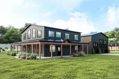 Exclusive Two-Story Home Plan with Large Workshop and Wraparound Porch