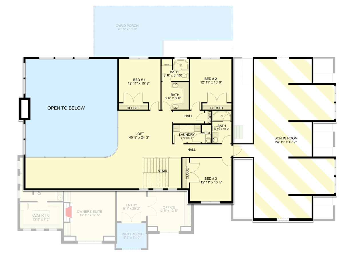 Plan 61301UT: Luxury New American Home Plan with Sport Court - Floor Plan - 2nd Floor - Country, Craftsman, New American, Traditional
