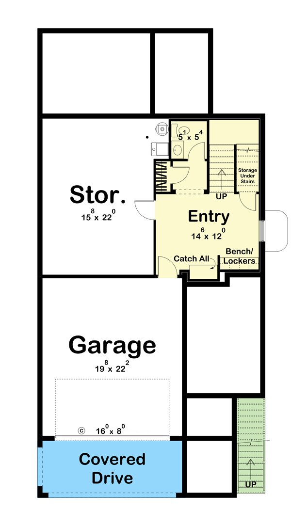 Plan 623145DJ: 2-Story 3-Bed Modern-Style House Plan Under 3000 Square Feet - Floor Plan - Ground Level - Contemporary, Mid Century Modern, Modern, Mountain, Northwest, Prairie, Transitional