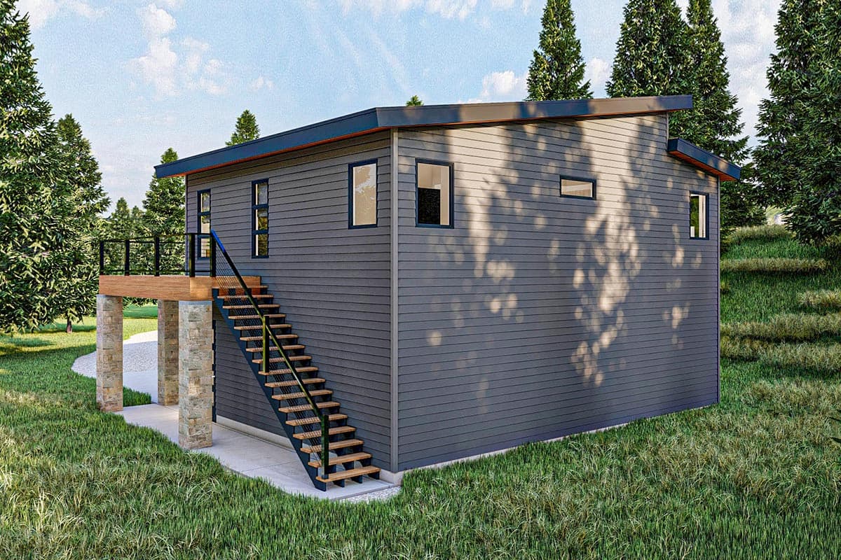Plan 623146DJ: Modern-Style 2-Bed Carriage House Plan Under 1300 Square Feet - Image #5 - Carriage, Contemporary, Modern, Mountain
