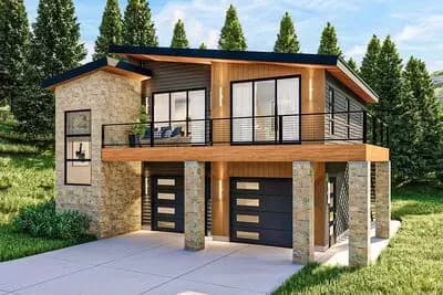 Modern-Style 2-Bed Carriage House Plan Under 1300 Square Feet