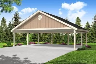 Traditional 3-Car 704 Square Foot Carport