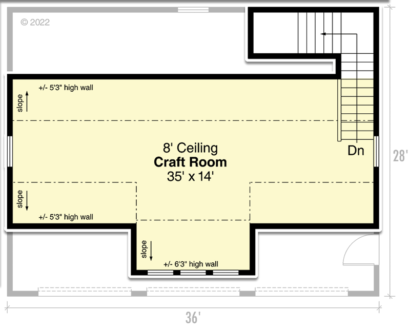 Plan 72357DA: 3-Car 1000 Square Foot Garage with Over 500 Square Feet of Space Above - Floor Plan - 2nd Floor - Country, Traditional