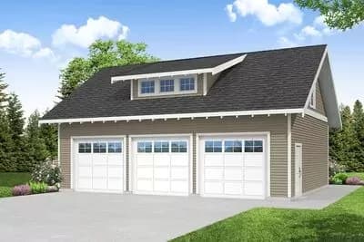 3-Car 1000 Square Foot Garage with Over 500 Square Feet of Space Above